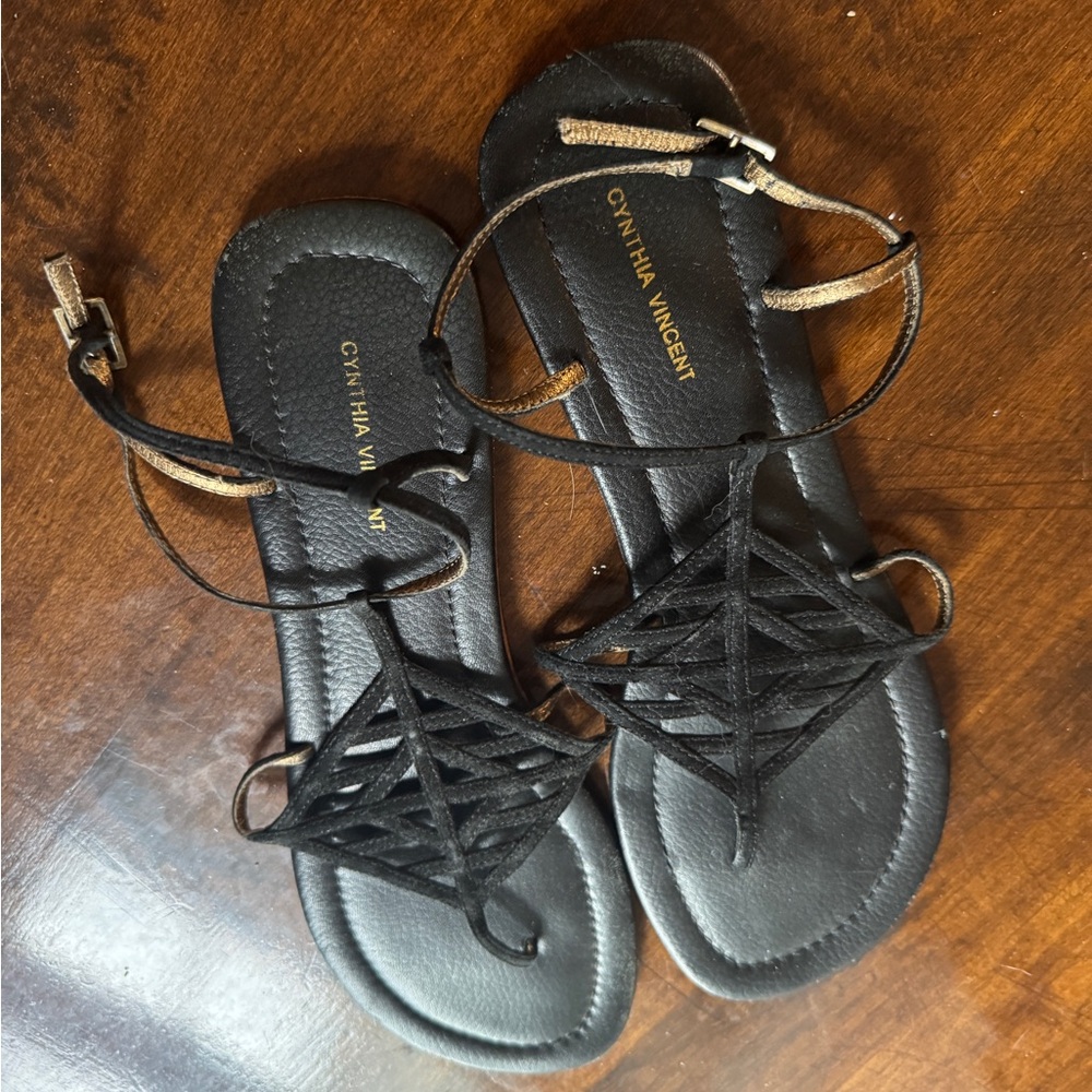 Cynthia Vincent Black Sandals with Sleek Design